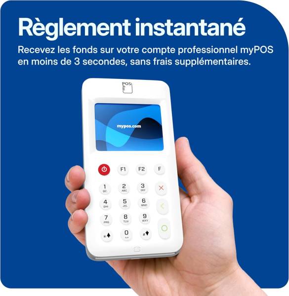 Profitez de réception de paiement instantanée avec My POS Go2 en vente chez TWM France dans les BDR